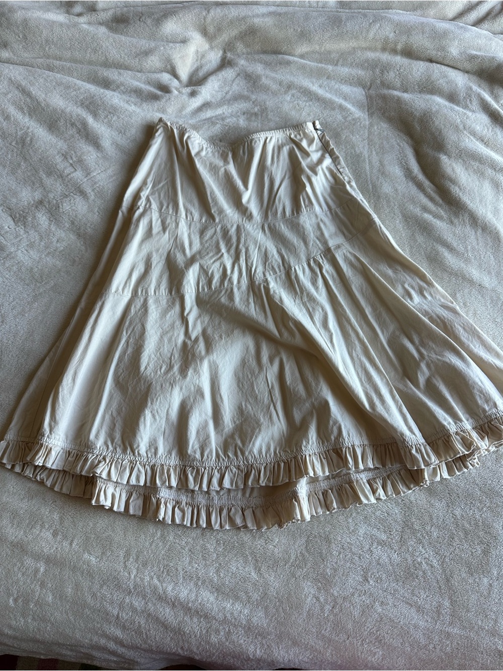 ashley Cream Tiered Ruffle Midi Skirt